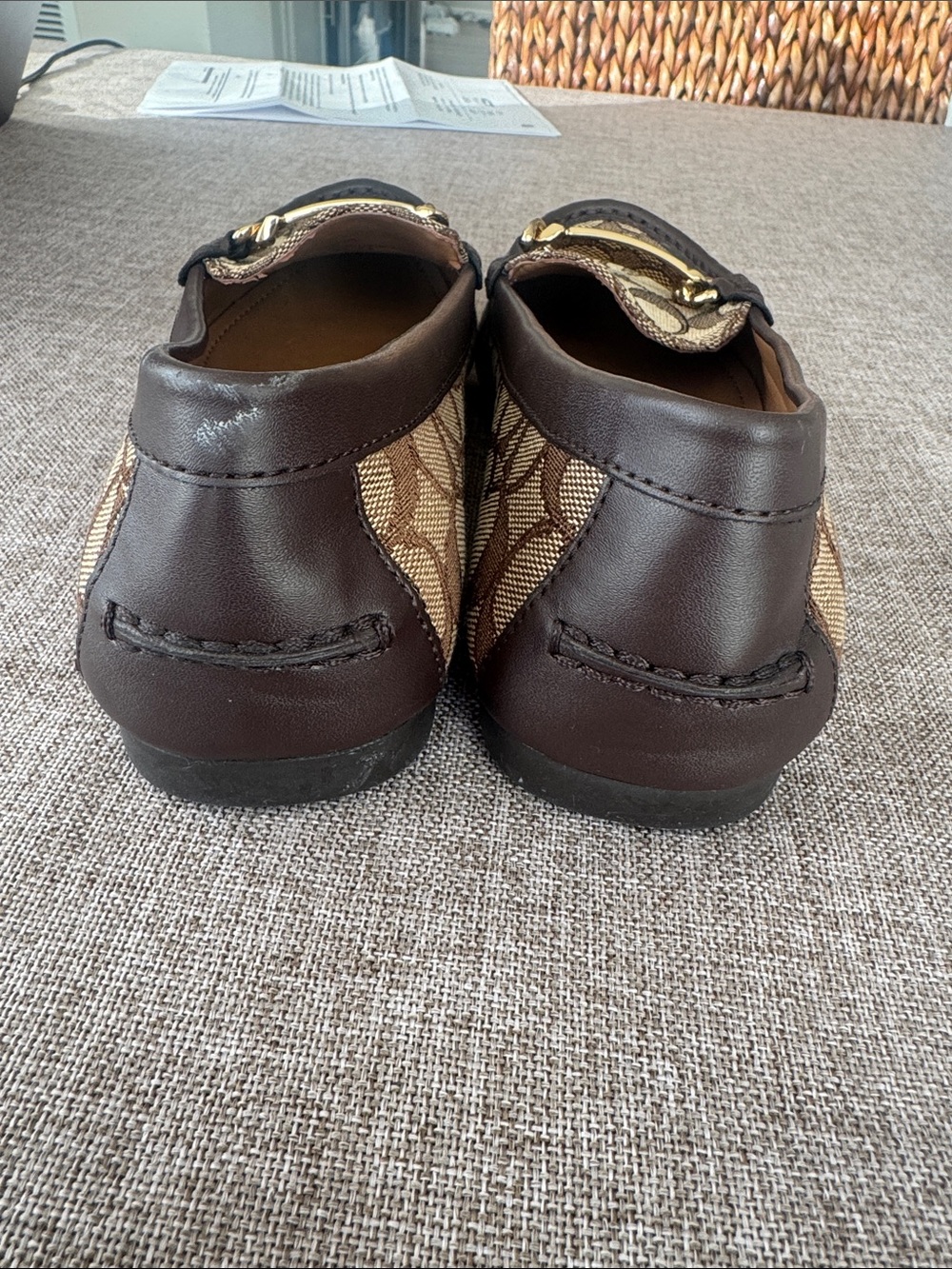 COACH Women's Brown Signature Canvas Loafers - Picture 5 of 11